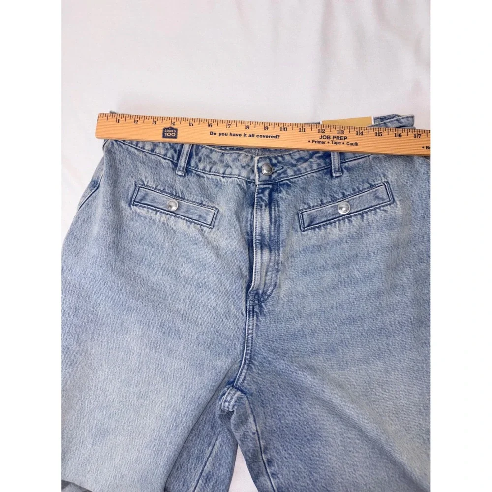 Michael Kors Selma Crop Wide Leg Jeans Light Wash Blue High Rise Denim Womens 16